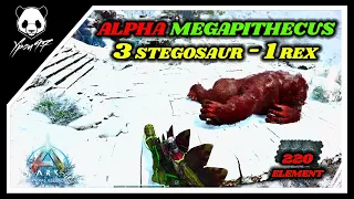 EASY ALPHA Megapithecus Boss Fight -  3 STEGOSAUR - Official PVE | ARK: Survival Ascended