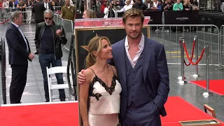 Chris Hemsworth at his Hollywood Walk of Fame star ceremony with Elsa Pataky