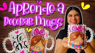 💕TALLER DECORACIÓN de MUGS! 🥳Aprende a Personalizar Mugs, Tazas, Pocillos... Paso a Paso😍