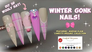 WINTER GONK NAIL DESIGN! | I MADE A WOOLY HAT WITH 3D CARVING GEL! | MADAM GLAM
