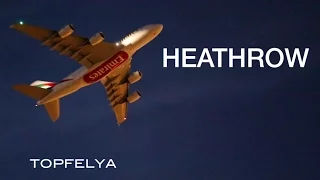Heathrow airport night time plane spotting "takeoffs" Heavies aircrafts