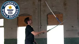 Josh Horton attempts an incredible katana juggling record title! - Guinness World Records