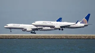 AMAZING  PARALLEL LANDING  at SFO | San Francisco Airport Plane Spotting [SFO/KSFO]