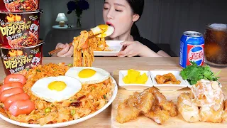 사천왕 마라샹궈면 X3🔥 꿔바로우 크림새우 먹방 ASMR MUKBANG Mala Xiang Guo Noodles X3 Sweet and Sour Pork & Fried Shrimp