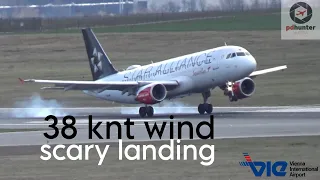 Extrem windy landing at Vienna International Airport.
