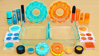 Teal vs Orange - Mixing Makeup Eyeshadow Into Slime ASMR