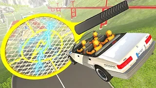 BeamNG.drive - Cars Jumping through Giant Electric Fly Swatter