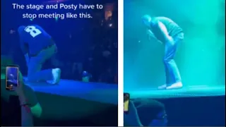 Post Malone Bruised Ankle Onstage and Falls to Ground in Pain at his show in Atlanta
