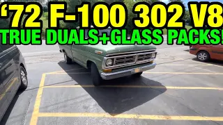 1972 Ford F-100 302 V8 TRUE DUAL EXHAUST w/ GLASS PACKS!