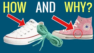 Best Way to TIE Converse Shoes & HIDE LACES!! ..... and those HOLES?? | Andrea Jean Cleaning