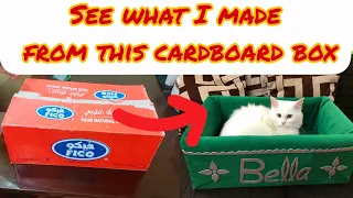 DIY CAT BED from cardboard box / How to make an easy cat bed out of waste materials / Happy cat