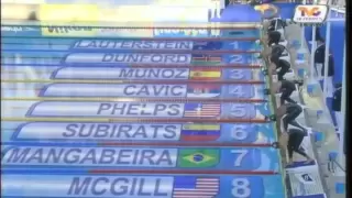 Michael Phelps vs Cavic 100m butterfly (49'82) new world record FINA world championships 2009