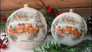 Decoupage Christmas ornaments 🎅 DIY Flat Baubles 🎄 Handmade Crafts Idea