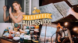 AESTHETIC VLOG: Produktiver Alltag - Uni, Putzen, Sport, Kochen, Wocheneinkauf, Make Up Routine