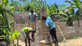 My father and my brother is  casting the columns and the block pocket on my house