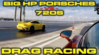 SO CLOSE * BIG Horsepower Porsches on Meth vs McLaren 720S 1/4 Mile Drag Racing