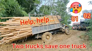 Two trucks save one truck || Xe độ Tây nguyên