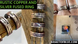 Copper and Sterling Silver Fused Rustic Ring made with Torch