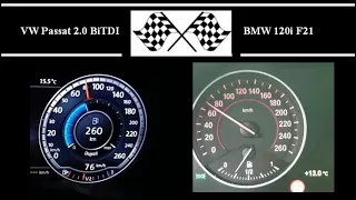 VW Passat 2 0BiTDI VS. BMW 120i F21 - Acceleration 0-100km/h