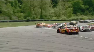 Pirelli World Challenge (Sprint-X) 2017. Race 2 Lime Rock Park. Start Crash