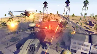 Giant Tripods Invade US CITY DEFENSES! - Call to Arms: War of the Worlds Mod Battle Simulator