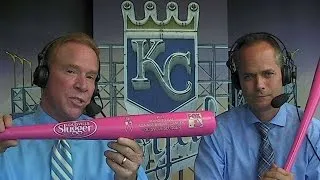 BAL@KC: The booth shows pink Mother's Day bats