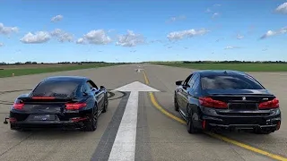 PORSCHE 911 TURBO S vs TUNED BMW M5 - DRAG RACE!