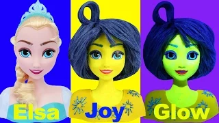 INSIDE OUT FROZEN ELSA JOY Yellow Face Paint Your Own Disney Toys How to Makeover Fluoro Glow