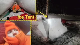 I Built An Ice Tent In Extremely Cold Weather By Spraying Fencing With Boiling Water -12F (-24C)