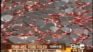 Man cited after paying bill with 2,500 pennies