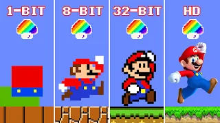 8BIT CHALLENGE: What If Super Mario Bros. 1-BIT vs 8-BIT vs 32-BIT vs HD Challenge | ADN MARIO GAME