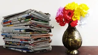 How to Make Paper Flower Pot | News Paper Craft | Crafts Junction