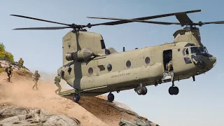 Skilled US Pilots Dangerously Land Their Massive CH-47 on Top of Rough Hills