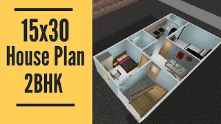 15x30 House Plan With 2 Bedrooms | 50 Gaj Makan Ka Naksha | 15 by 30 House Design