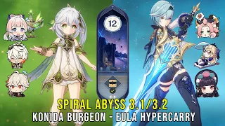 C0 Kokomi Nahida Burgeon and C0 Eula Hypercarry - Genshin Impact Abyss 3.1/3.2 - Floor 12 9 Stars