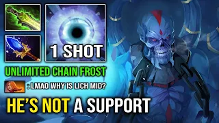 If You See LICH on Mid He's NOT a Support Unlimited Chain Frost Instant Delete Everyone Dota 2