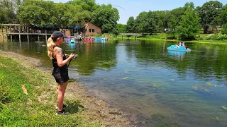 Catfishing FRENZY in Public Paddle Boating Pond!! (Kool-Aid Chicken Bait)