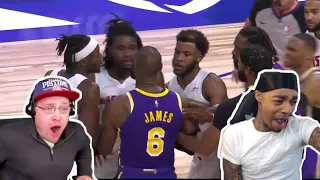 Youtubers Reacting to LeBron James vs Isaiah Stewart FIGHT!