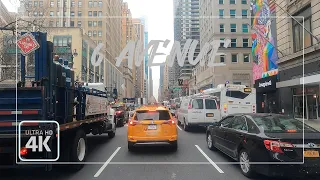 Driving Downtown 6th Avenue 4K "Avenue of the Americas" - New York City, New York