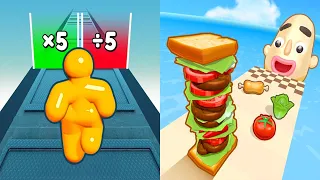 Tall Man Run VS Sandwich Runner - All Levels SpeedRun Gameplay Android iOS Ep 2