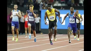 London 4X100 MENS RELAY-USAIN BOLT GOT INJURED IN HIS LAST 100 M