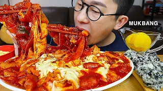 엽기떡볶이에 대왕당면 추가!! 주먹밥과 계란찜은 보너스 먹방! korean spicy tteokbokki MUKBANG