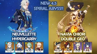 Neuvillette Furina Hypercarry & Navia Chiori  - 4.5 Spiral Abyss - Genshin Impact
