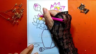 Tĩnh vật - Vẽ Tranh Tĩnh Vật Màu | Vẽ Lọ hoa | Vẽ theo mẫu | Những Màu Sắc Khác Nhau | KC art 3