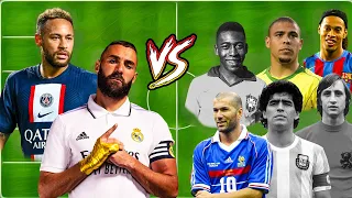 Neymar Benzema VS Pele Maradona Zidan Ronaldinho Cruyff Ronaldo Nazario