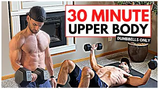 30 Min Complete Upper Body Dumbbell Workout at Home for Chest, Back, Shoulders, Biceps & Triceps
