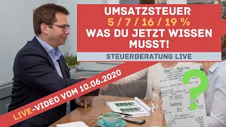 Weniger Umsatzsteuer ab Juli 2020 - was Du jetzt wissen musst! LIVE-Webinar (Corona-Konjunkturpaket)