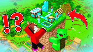 JJ and Mikey Found SECRET TINY DIAMOND VILLAGE ON LONG DIRT TOWER in Minecraft