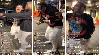 6ix9ine Out On The Streets Celebrating The Release of His New Album Tattle Tales on Instagram Live