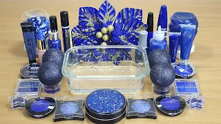 Dark BLUE SLIME Mixing makeup and glitter into Clear Slime Satisfying Slime Videos